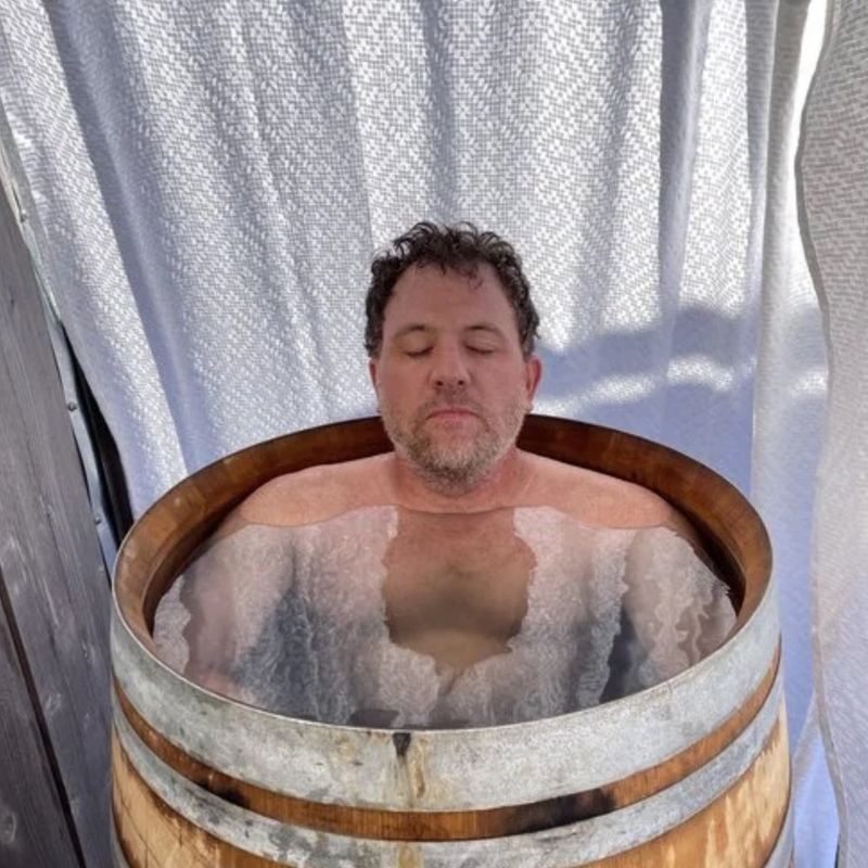 Wine barrel cold plunge